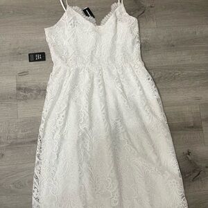 White Lace Midi Dress